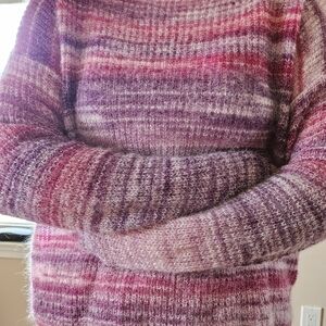 Anthropologie Elsamanda Italy Made Mohair Alpaca Wool Sweater L Purple Striped